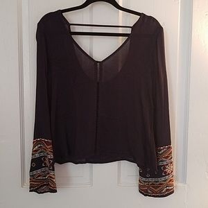 Embroidered sleeves low back top